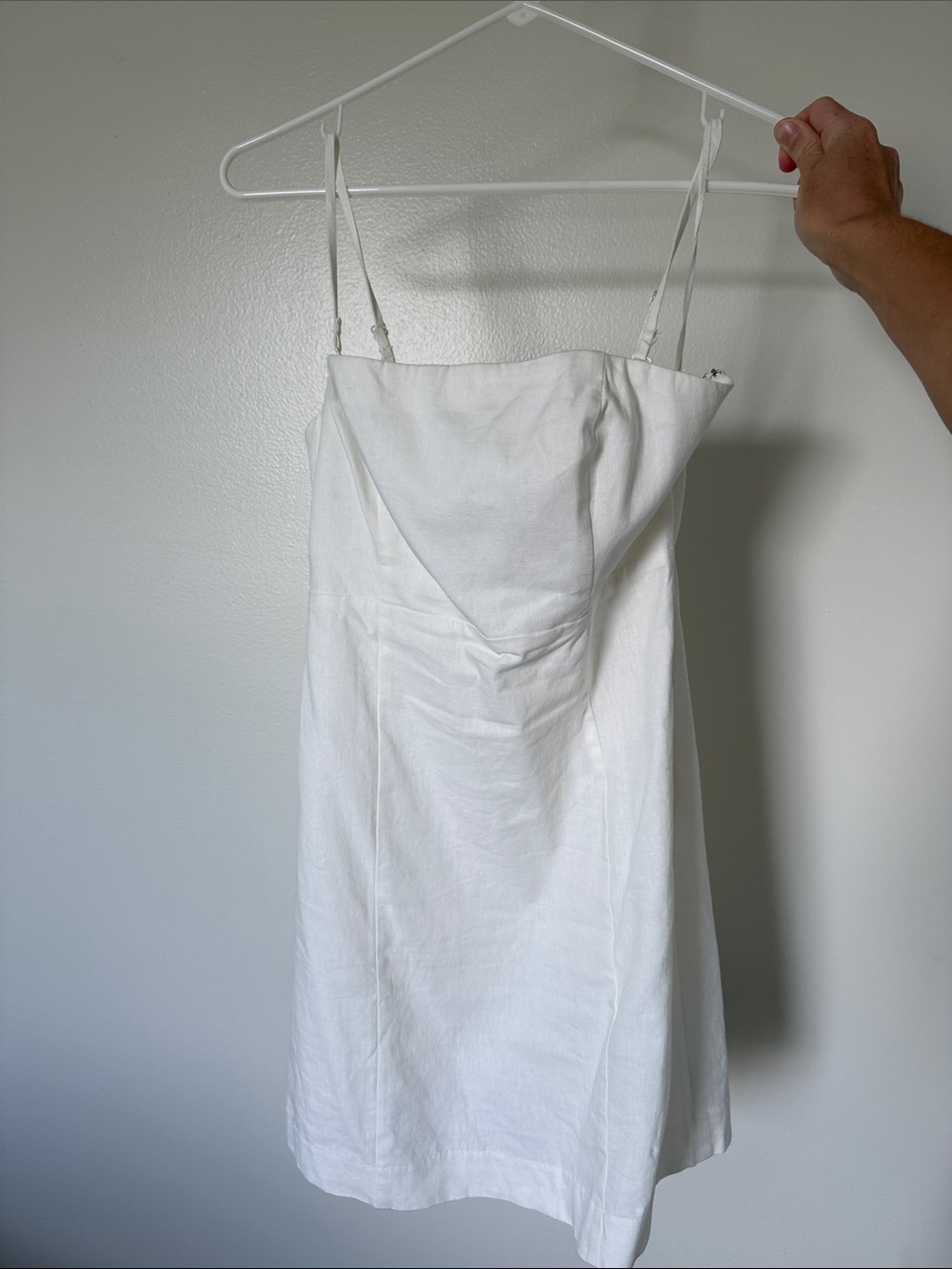White Spaghetti Strap Linen Dress